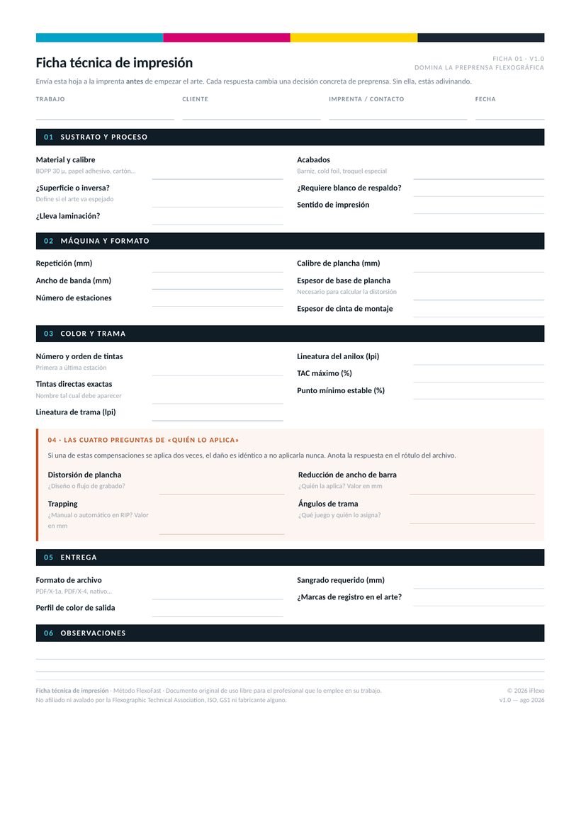 Ficha técnica de impresión