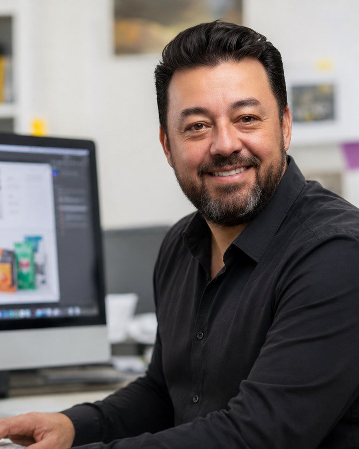 Neil Alexander Bernal, Director de Diseño de iFlexo, en su estación de trabajo
